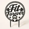 Topper na tort fit forever 3D z hantlami, kettlebell i napisem Fit Forever