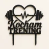 topper-na-tort-kocham-trening-czarny-premium Topper na tort kocham trening 3D z sercem, linią pulsu i hantlami