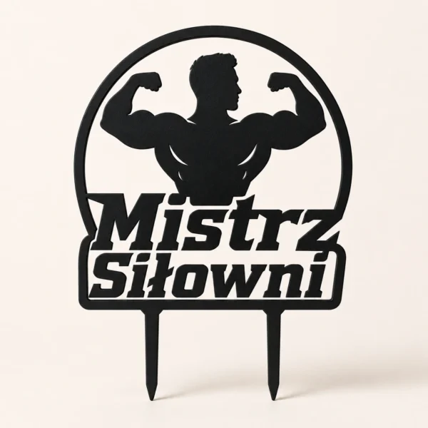 Topper na tort mistrz siłowni 3D z sylwetką kulturysty