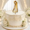 topper-na-tort-slubny-czuly-pocalunek-na-torcie-zlote-lustro-toppery3d Topper na tort czuły pocałunek pary młodej 3D
