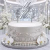 Topper na tort Mr & Mrs Love z sercami 3D – ślubny