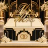 Topper na tort Mr & Mrs Love z sercami 3D – ślubny