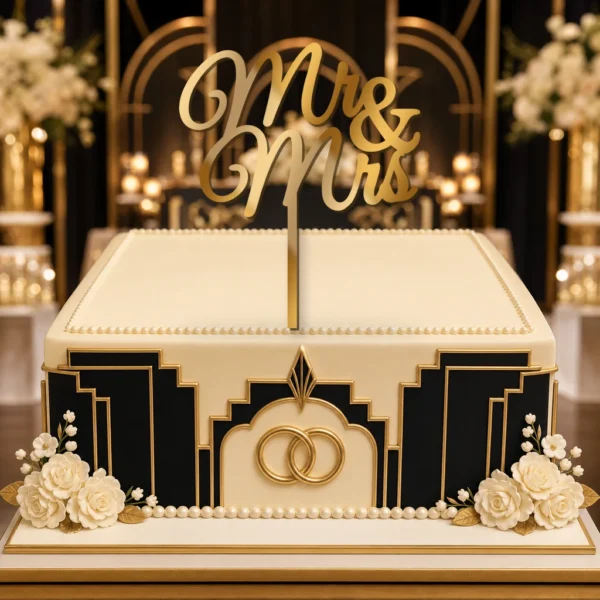 Topper na tort kaligraficzny napis Mr & Mrs 3D