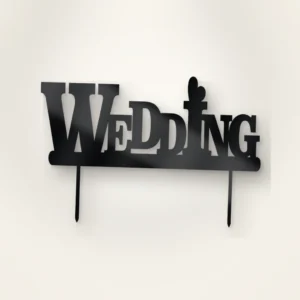 Topper na tort napis WEDDING 3D / plexi  – topper ślubny