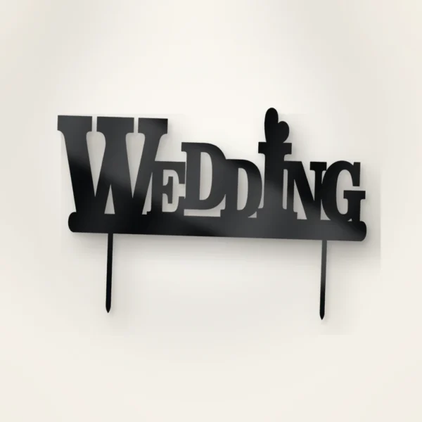 Topper na tort napis WEDDING 3D / plexi  – topper ślubny