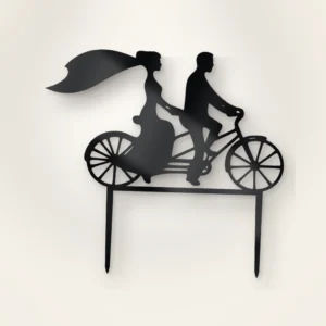 Topper na tort para młoda na rowerze 3D – ślubny