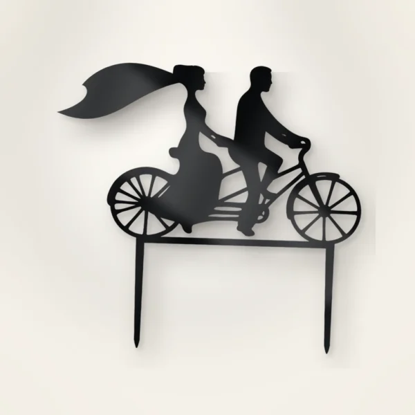 Topper na tort para młoda na rowerze 3D – ślubny