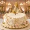 Topper na tort para młoda przy stoliku 3D – ślubny