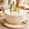 topper-na-tort-slubny-para-mloda-z-psem-na-torcie-zlote-lustro-toppery3d Topper na tort para młoda z psem 3D na wesele