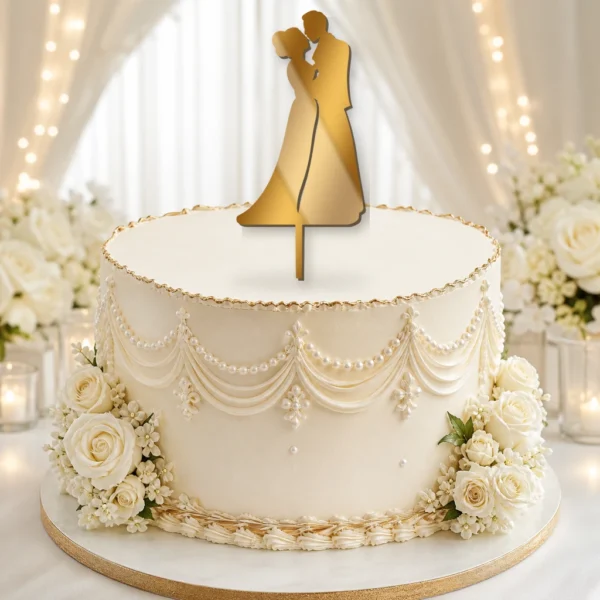 Topper na tort sylwetka całującej się pary młodej 3D/plexi
