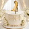 topper-na-tort-slubny-romantyczny-pocalunek-na-torcie-zlote-lustro-toppery3d Topper na tort romantyczny pocałunek pary młodej 3D