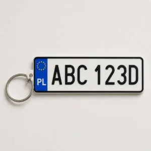 Personalizowany brelok tablica rejestracyjna ABC 123D Personalizowany brelok tablica rejestracyjna ABC 123D