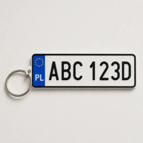 Personalizowany brelok tablica rejestracyjna ABC 123D Personalizowany brelok tablica rejestracyjna ABC 123D