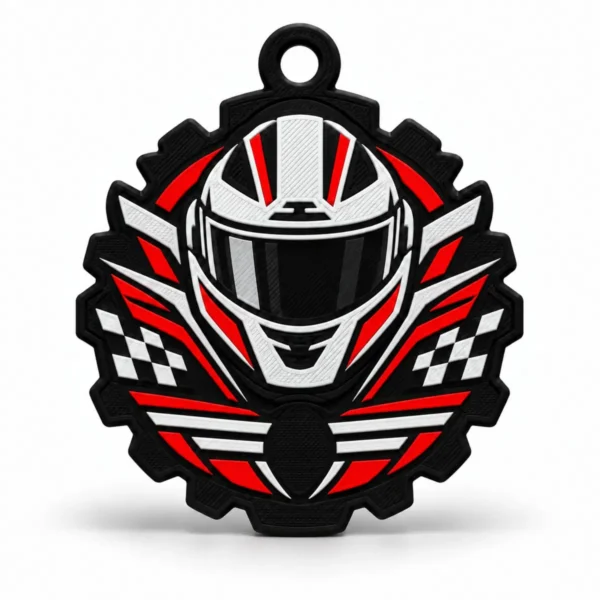 Brelok 3D Motoryzacja z kaskiem Brelok 3D z kaskiem wyścigowym dla fana motoryzacji