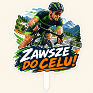 Topper graficzny na Dzień Chłopaka z kolarzem i napisem Zawsze do celu