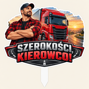 Topper graficzny na Dzień Chłopaka SzeroKości, kierowco! topper graficzny na Dzień Chłopaka z kierowcą i czerwonym tirem