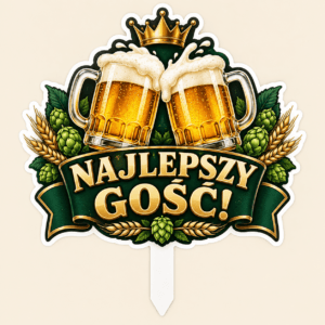 topper graficzny na Dzień Chłopaka z napisem Najlepszy Gość i motywem dwóch kufli piwa