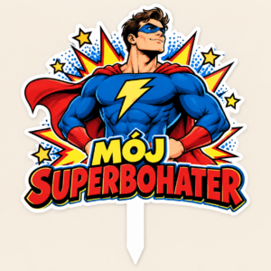 topper graficzny na Dzień Chłopaka z superbohaterem i napisem Mój Superbohater