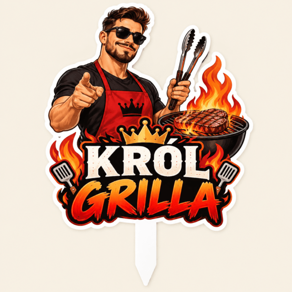 Topper graficzny na Dzień Chłopaka KROL GRILLA Topper graficzny na Dzień Chłopaka KROL GRILLA z motywem grillowym