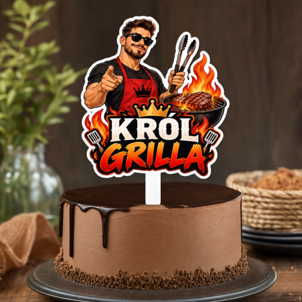 Topper graficzny na Dzień Chłopaka KROL GRILLA Topper graficzny na Dzień Chłopaka KROL GRILLA na torcie
